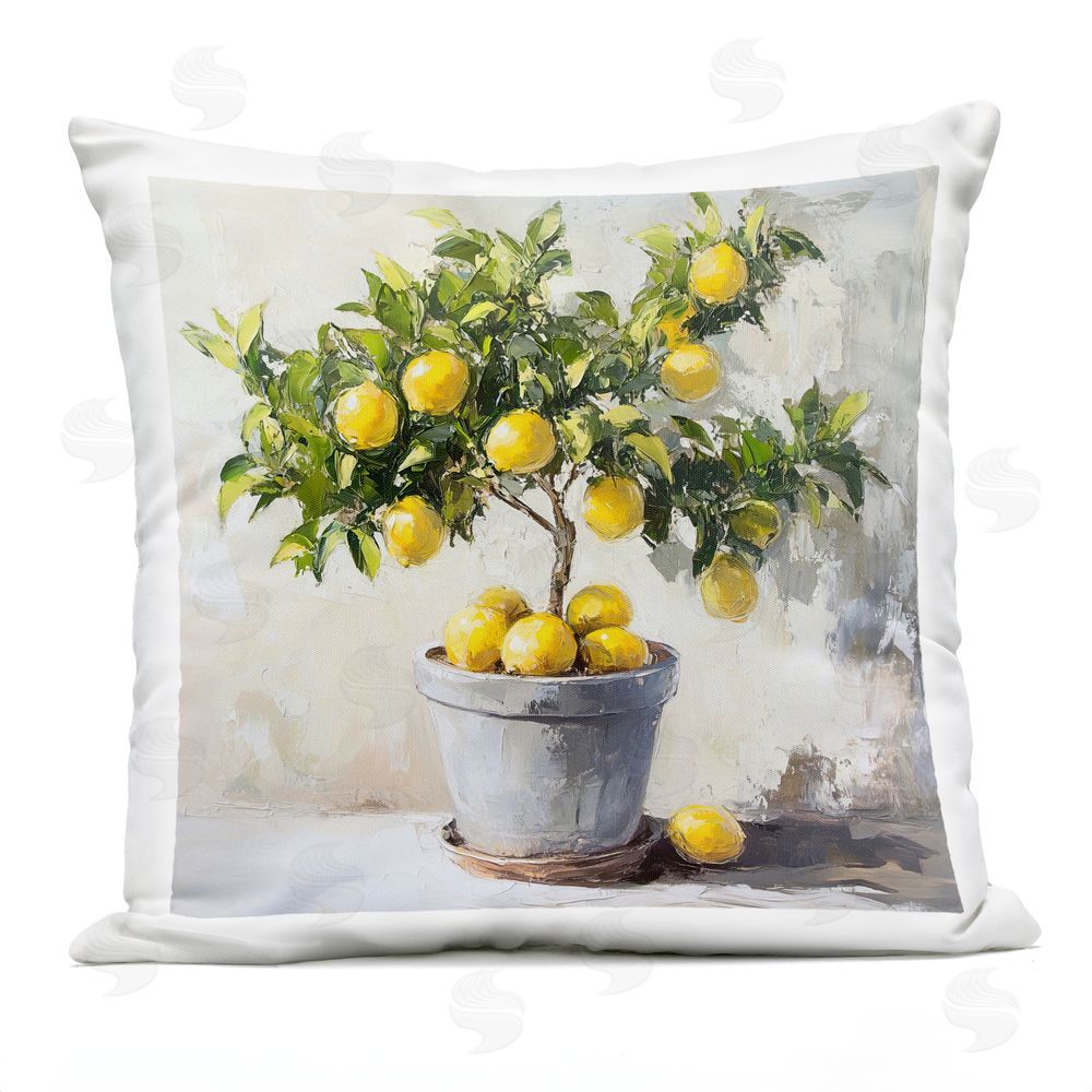 Tina LeCour Falling Lemon Tree Square Outdoor Quick-Dry Polyester Throw Pillow