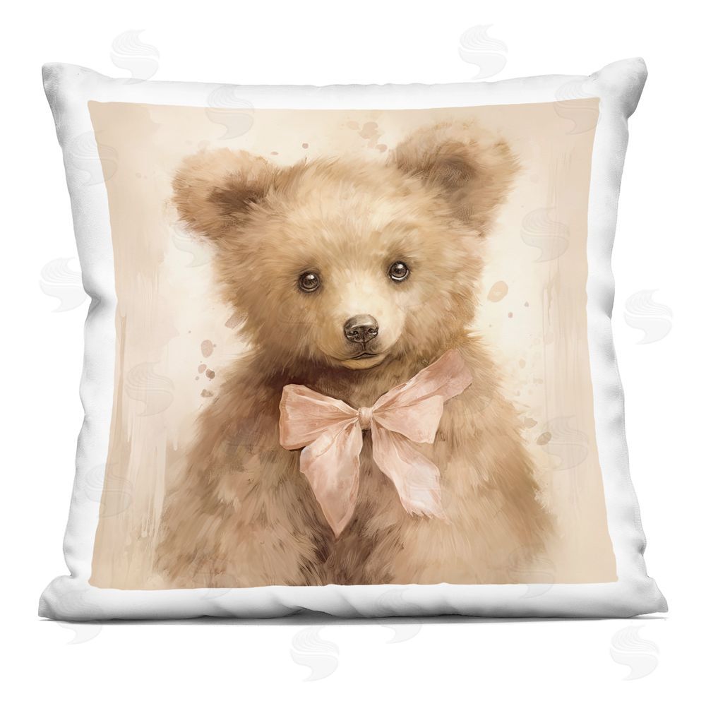 Tina LeCour Little Baby Bear Square Plush Polyester Throw Pillow