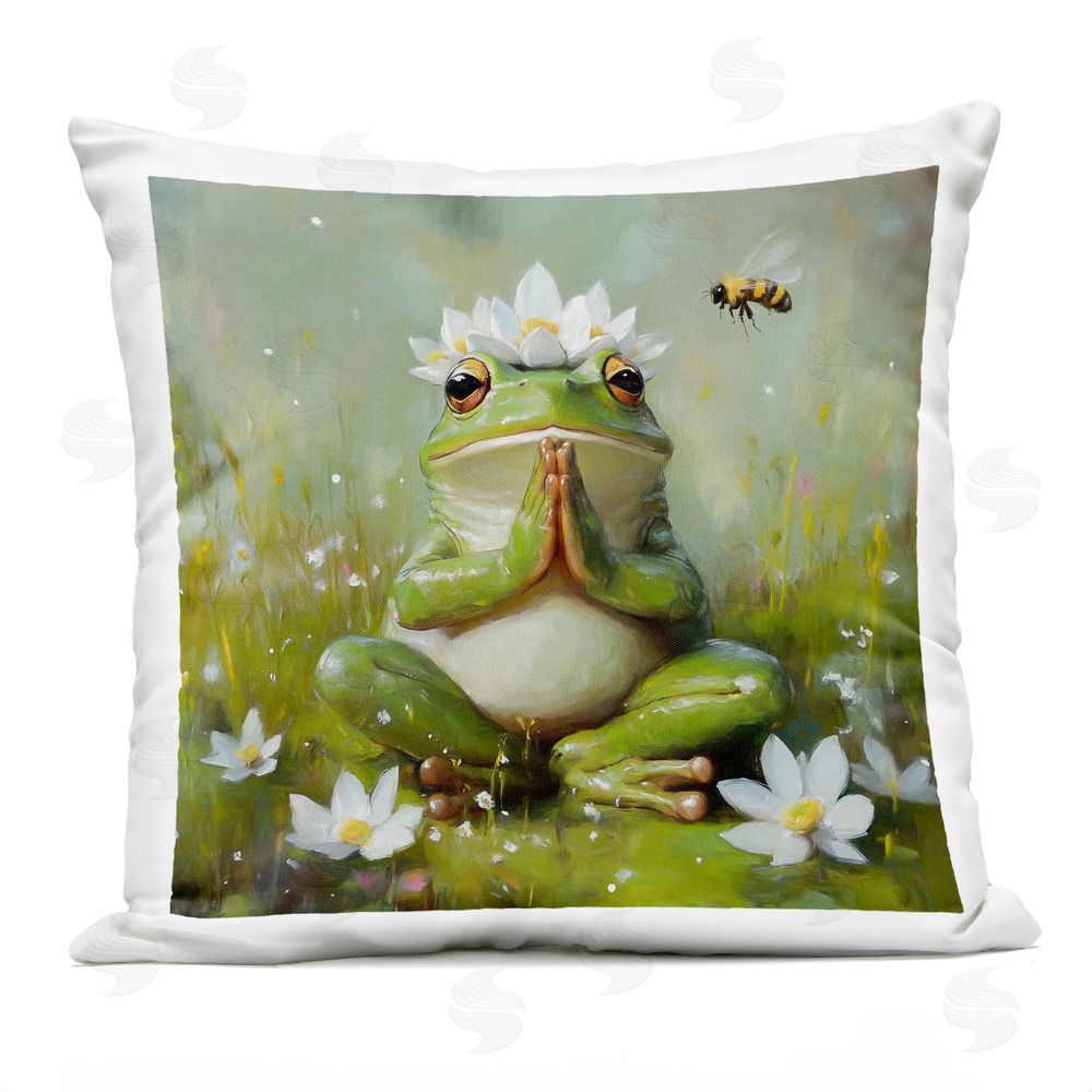 Tina LeCour Buddha Bullfrog Meditation Square Outdoor Quick-Dry Polyester Throw Pillow