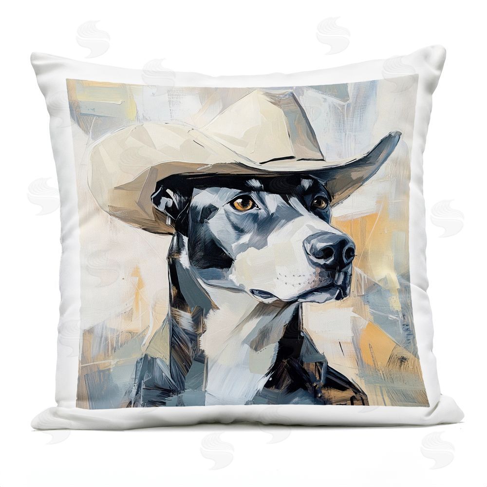 Tina LeCour Deputy Dog Cowboy Hat Square Outdoor Quick-Dry Polyester Throw Pillow