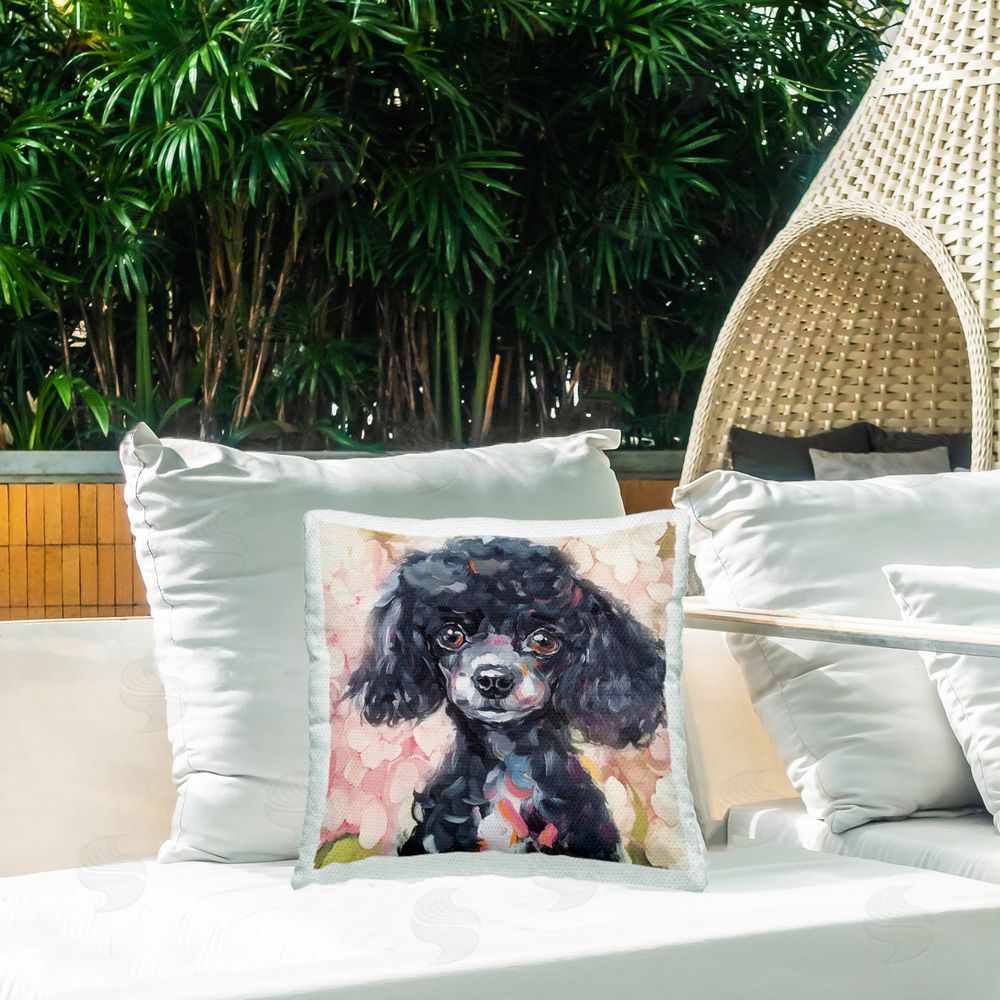 Tina LeCour Little Black Poodle Square Outdoor Quick-Dry Polyester Throw Pillow on Seat