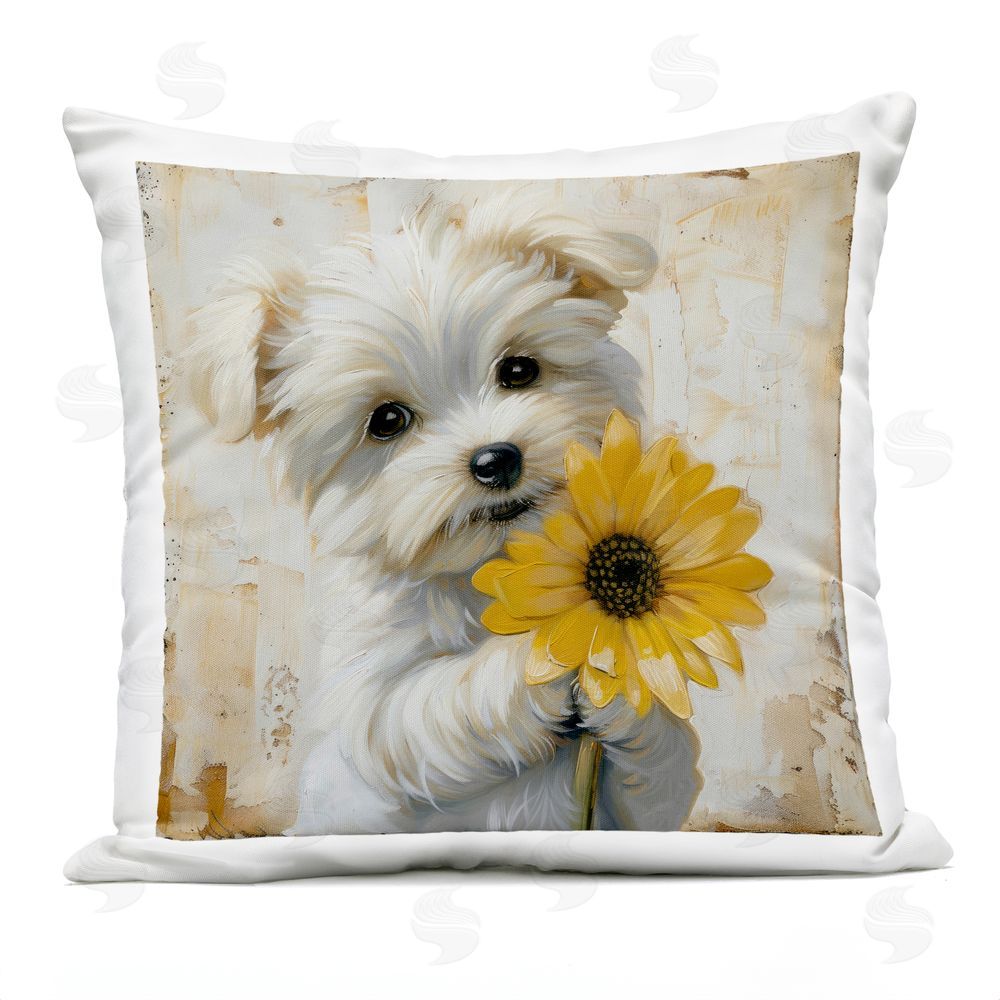 Tina LeCour Little Lucky Puppy Square Outdoor Quick-Dry Polyester Throw Pillow