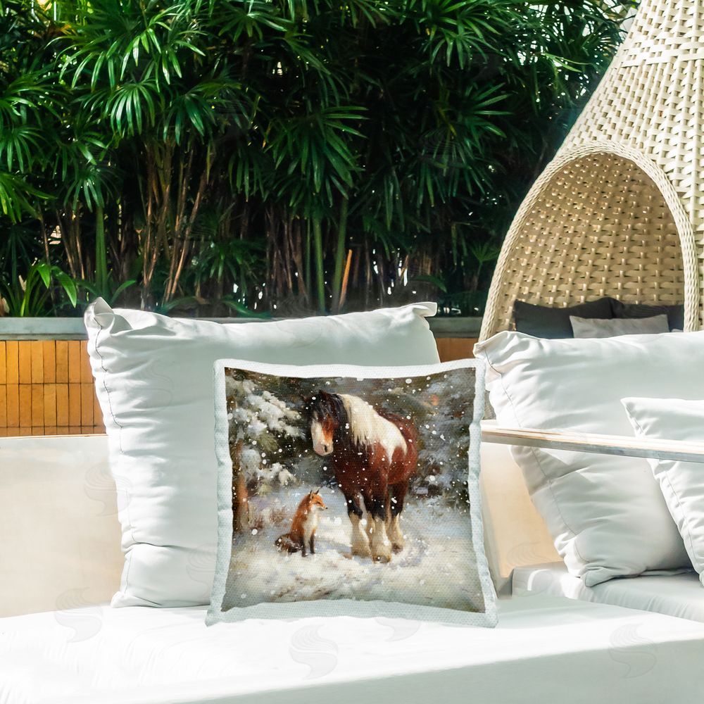 Tina LeCour The Horse & The Fox Square Outdoor Quick-Dry Polyester Throw Pillow on Seat