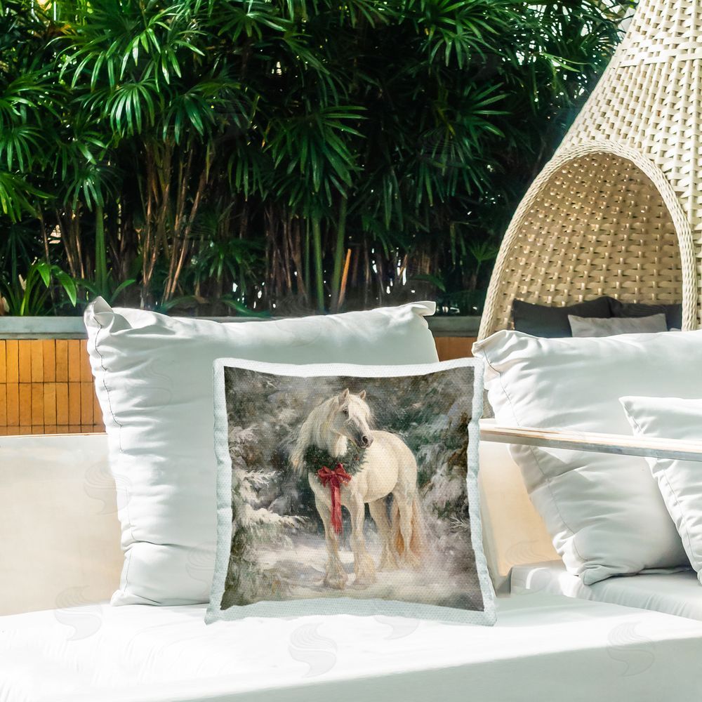 Tina LeCour Pretty Christmas Mare Square Outdoor Quick-Dry Polyester Throw Pillow on Seat