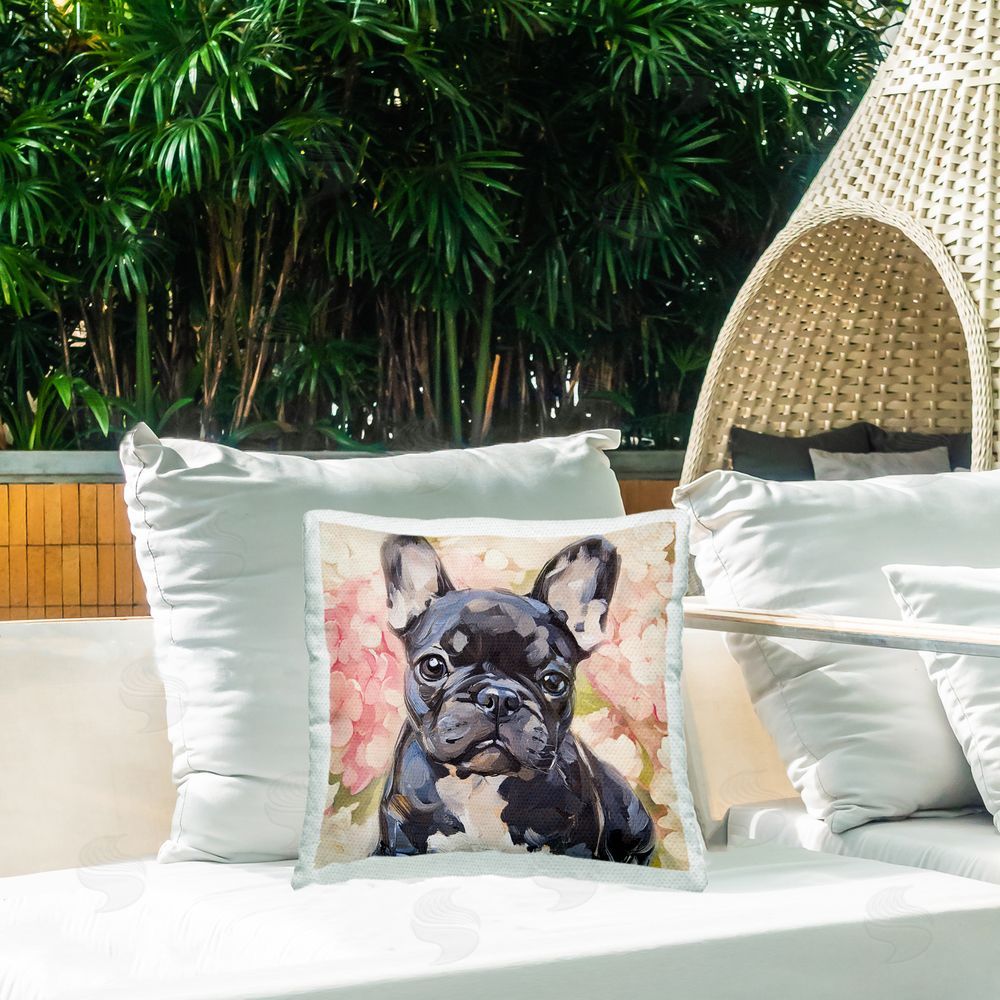 Tina LeCour Sweetest Little Bulldog Square Outdoor Quick-Dry Polyester Throw Pillow on Seat