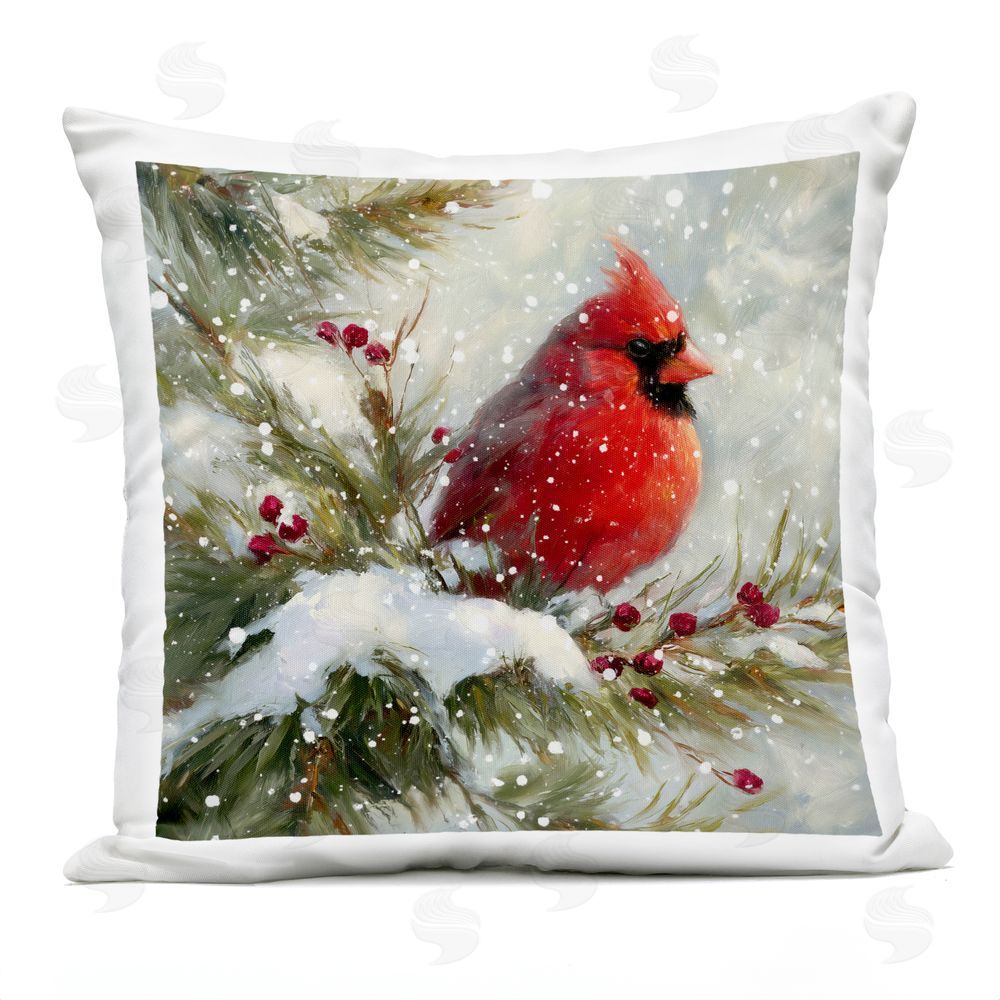 Tina LeCour Winter's Red Jewel Square Outdoor Quick-Dry Polyester Throw Pillow