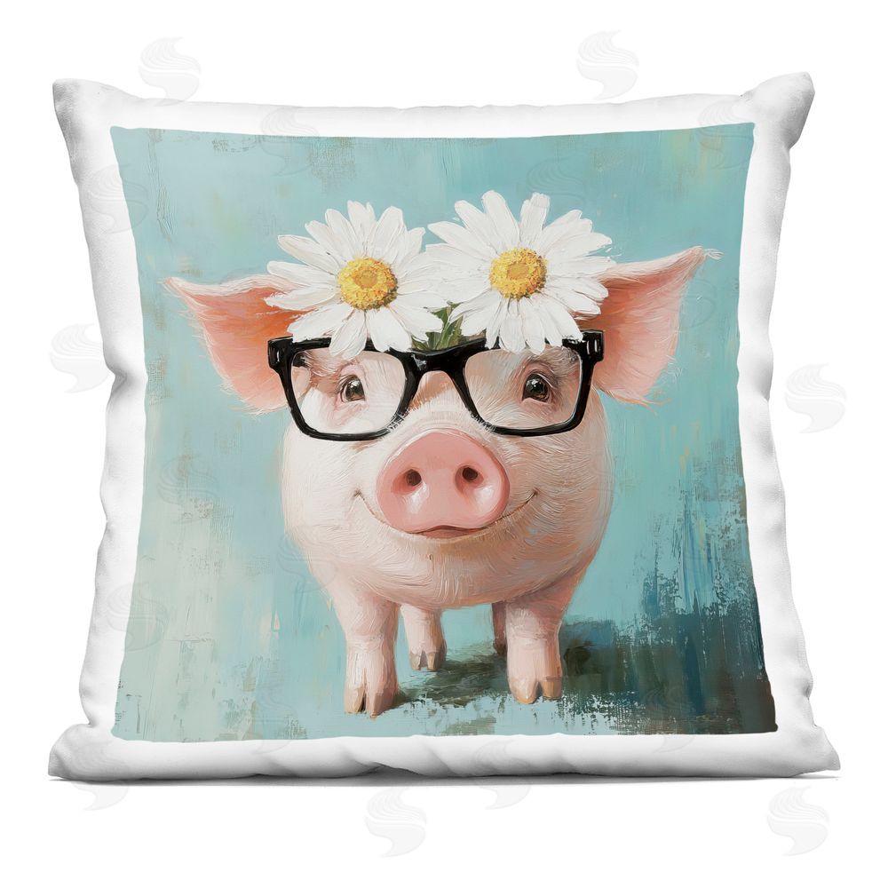 Tina LeCour Nerdy Natalie Piglet Square Plush Polyester Throw Pillow