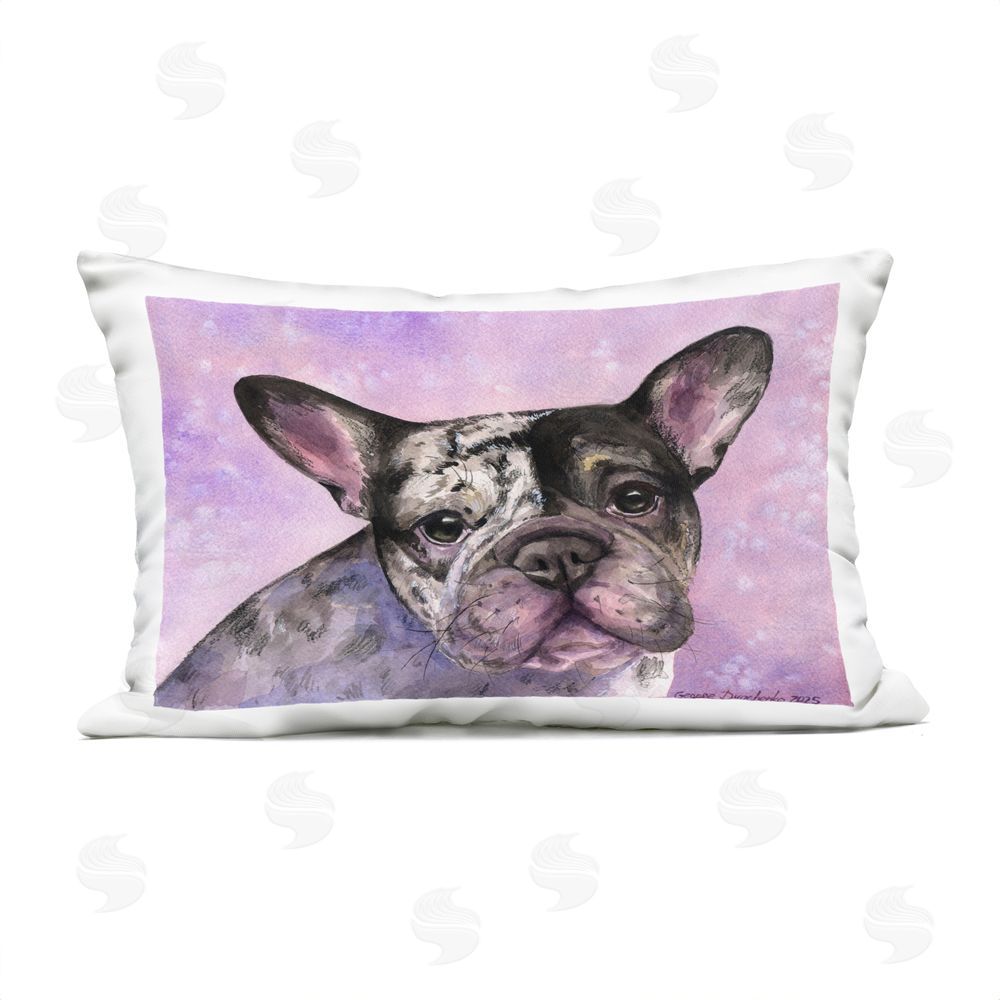 George Dyachenko Harlequin French Bulldog Lumbar Outdoor Quick-Dry Polyester Throw Pillow