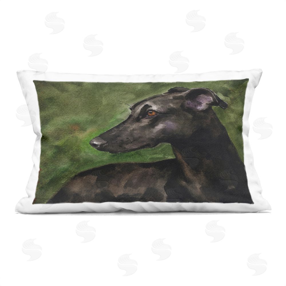 George Dyachenko Black Greyhound Portrait Square Outdoor Quick-Dry Polyester Throw Pillow