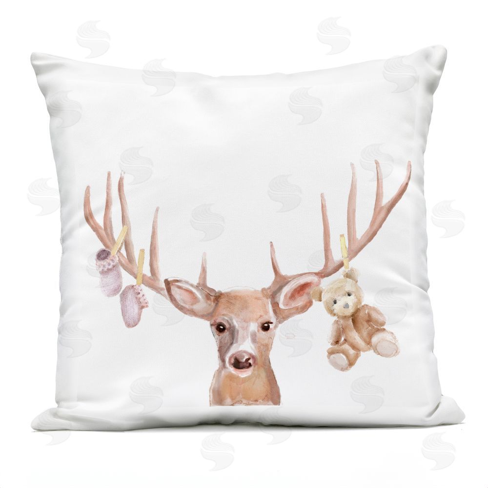 Ali Lynne Baby Girl Deer Antlers Outdoor Quick-Dry Polyester Square Throw Pillow