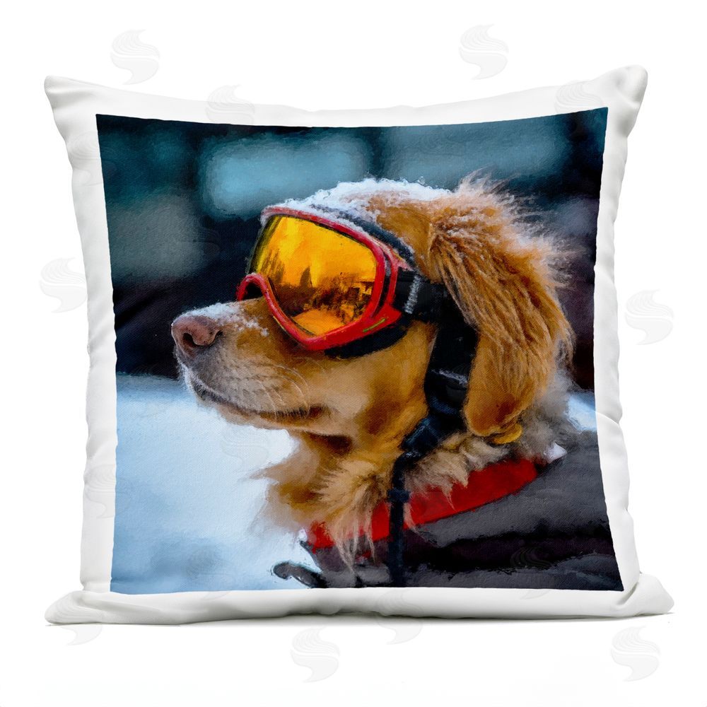 Sean Parnell Ski Goggles Dog Outdoor Quick-Dry Polyester Square Throw Pillow
