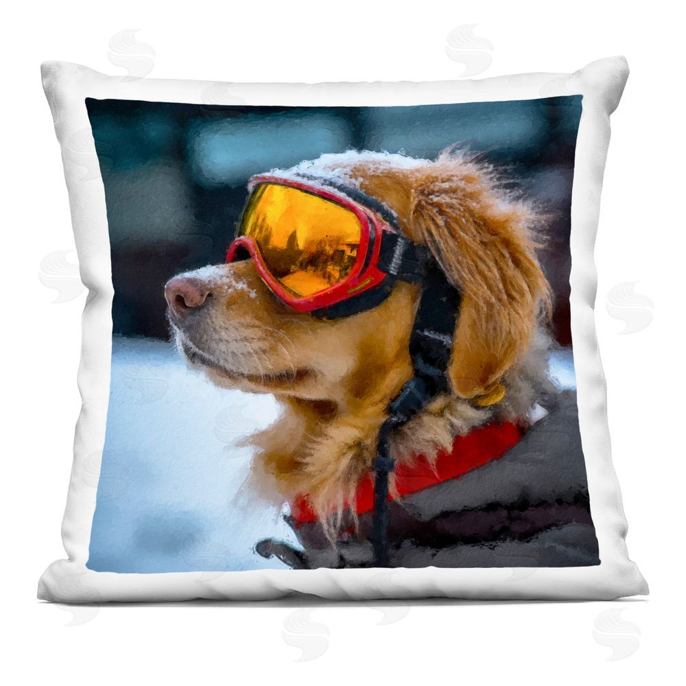 Sean Parnell Ski Goggles Dog Indoor Plush Polyester Square Throw Pillow