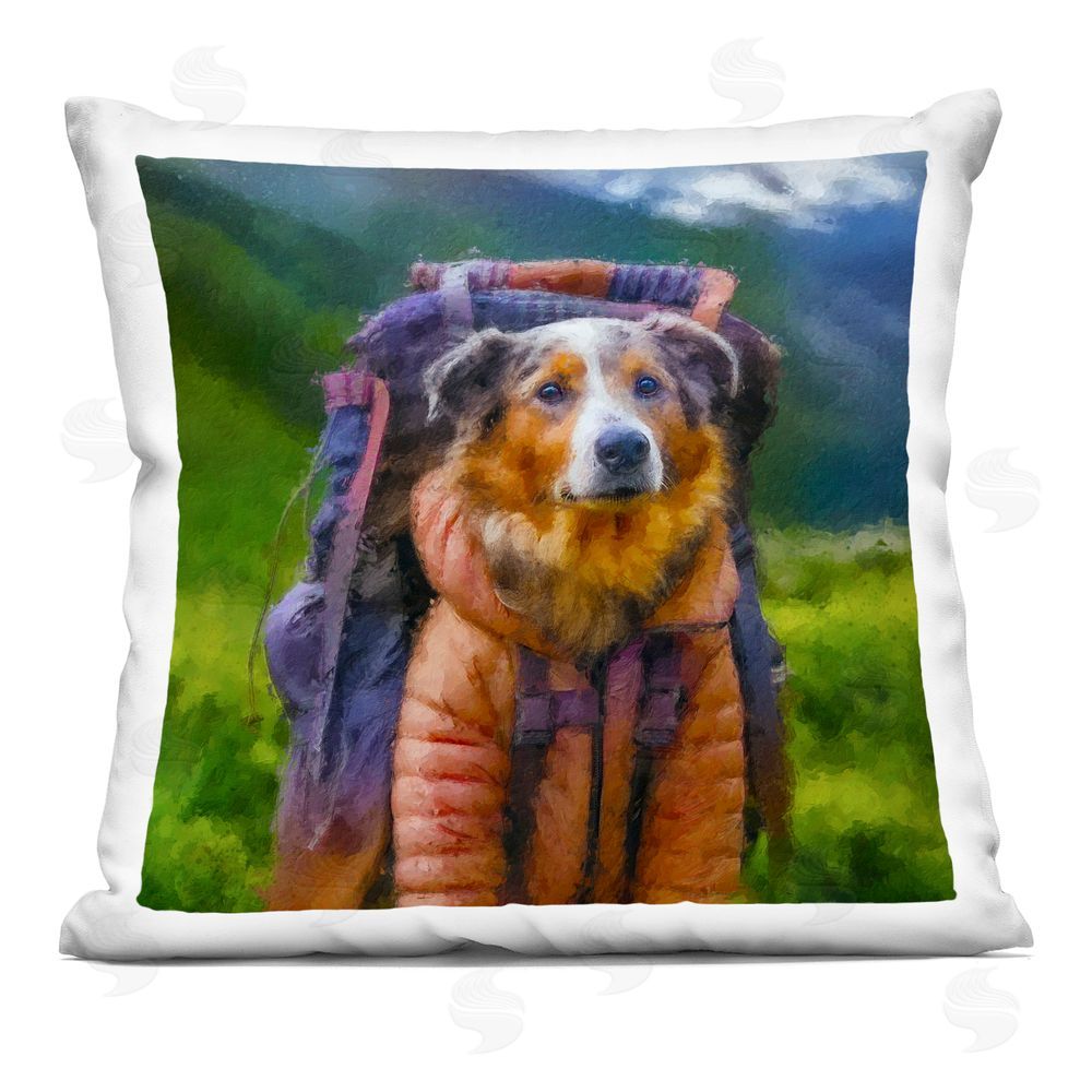 Sean Parnell Backpacking Hiker Dog Indoor Plush Polyester Square Throw Pillow