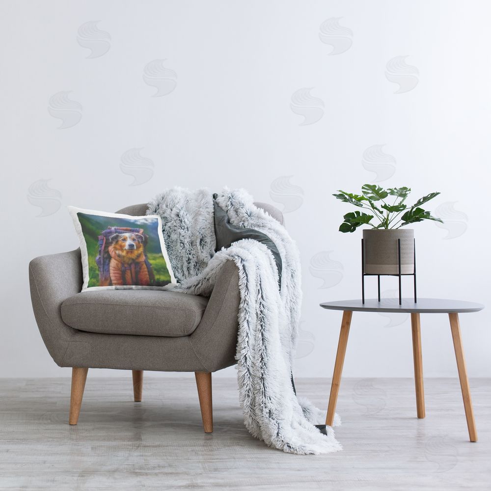 Sean Parnell Backpacking Hiker Dog Plush Polyester Printed Square Pillow on Chair