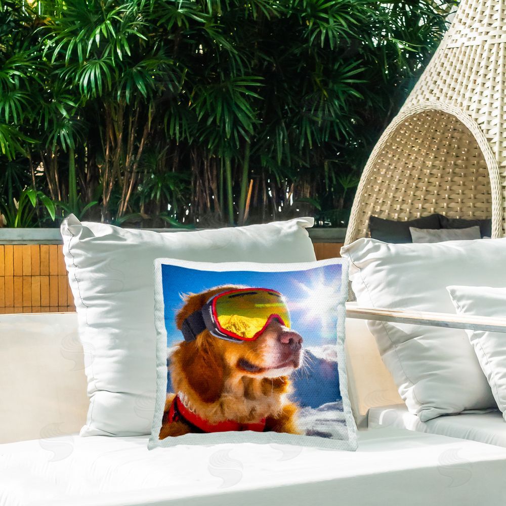 Sean Parnell Ski Goggles Retriever Outdoor Quick-Dry Polyester Printed Square Pillow on Patio