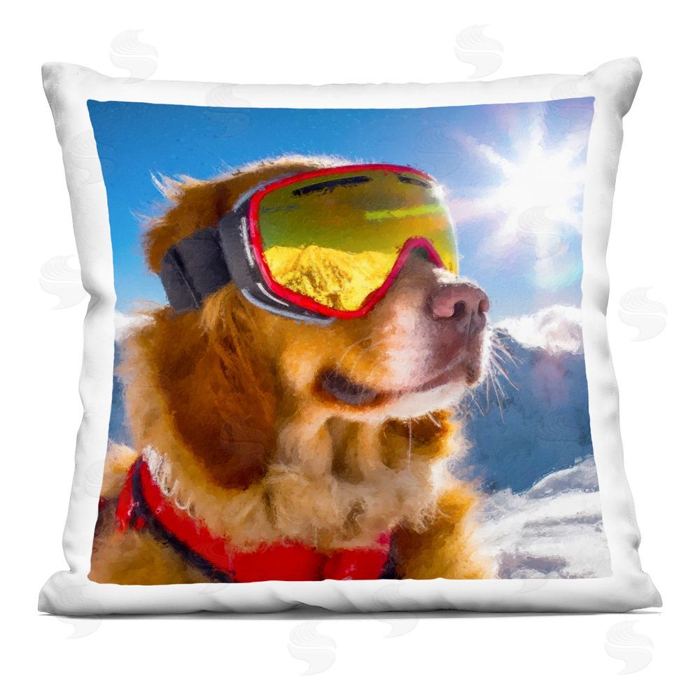 Sean Parnell Ski Goggles Retriever Indoor Plush Polyester Square Throw Pillow