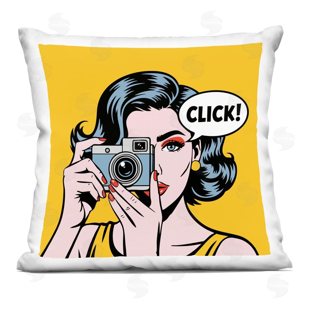 Andreas Magnusson Click Retro Photographer Square Plush Polyester Throw Pillow
