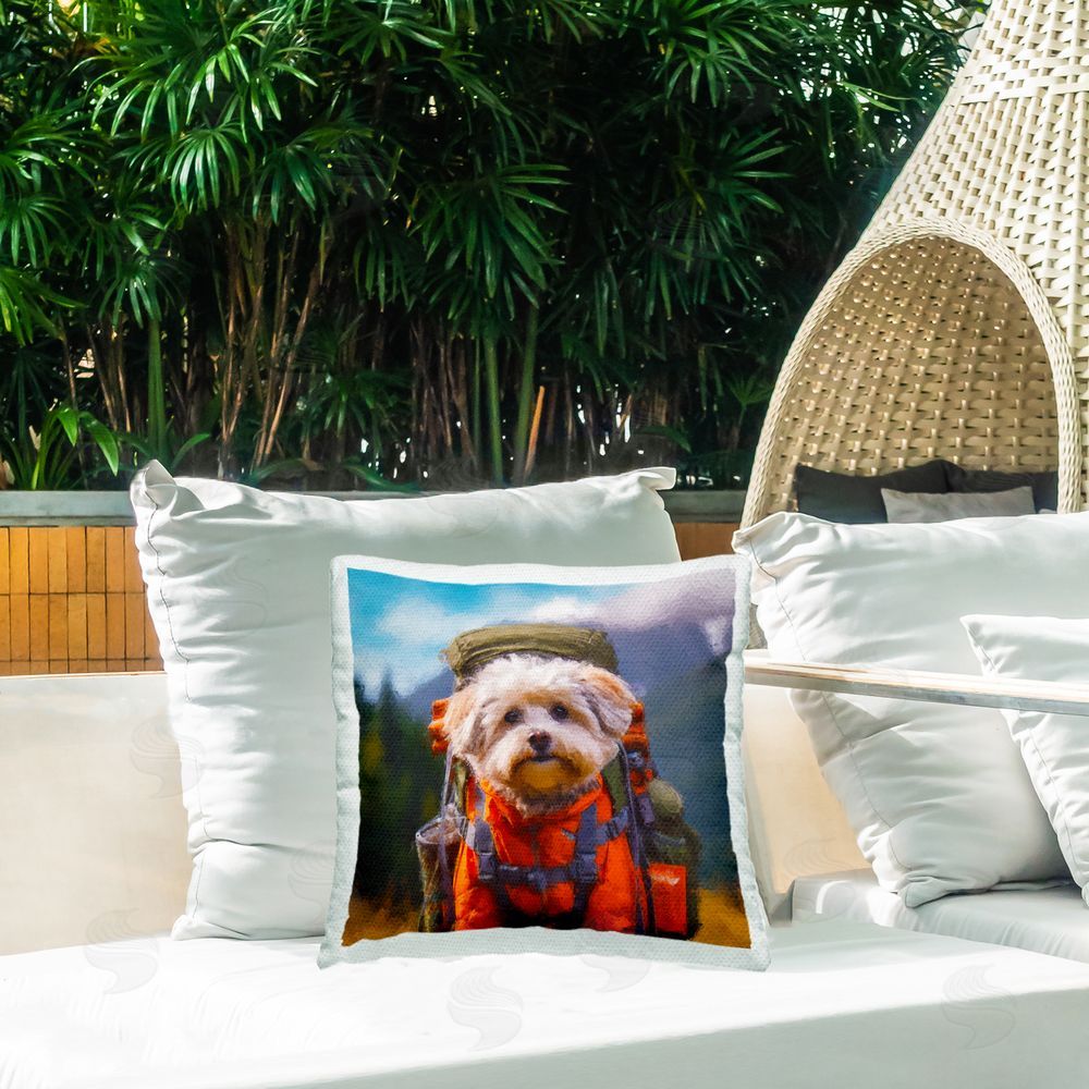 Sean Parnell Adventuring Hiker Dog Outdoor Quick-Dry Polyester Printed Square Pillow on Patio