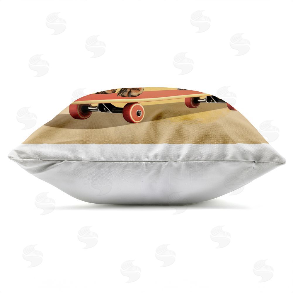 Andreas Magnusson Dachshund on Red Skateboard Outdoor Quick-Dry Polyester Square Throw Pillow Zipper Detail