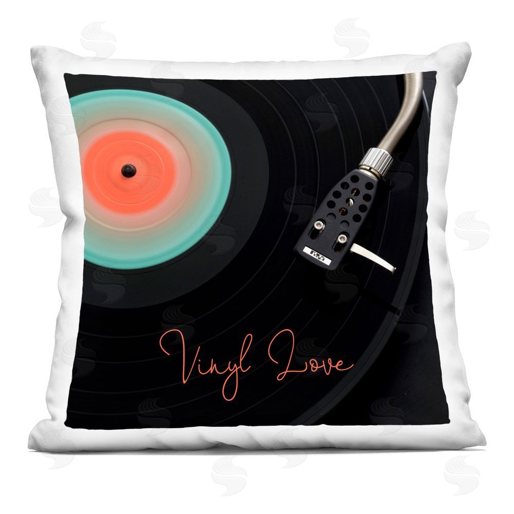 Tom Quartermaine Vinyl Love Vintage Record Square Plush Polyester Throw Pillow