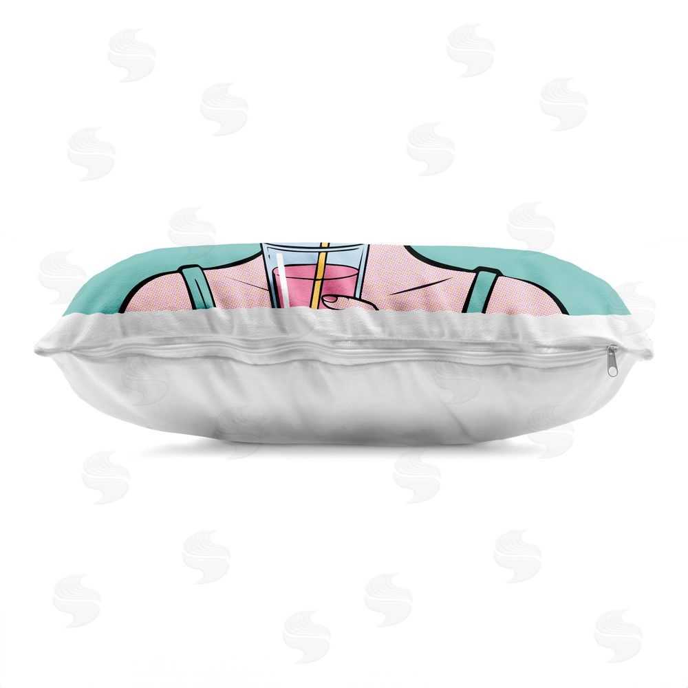 Andreas Magnusson Drink That Drama Indoor Plush Polyester Lumbar Pillow Zipper Detail