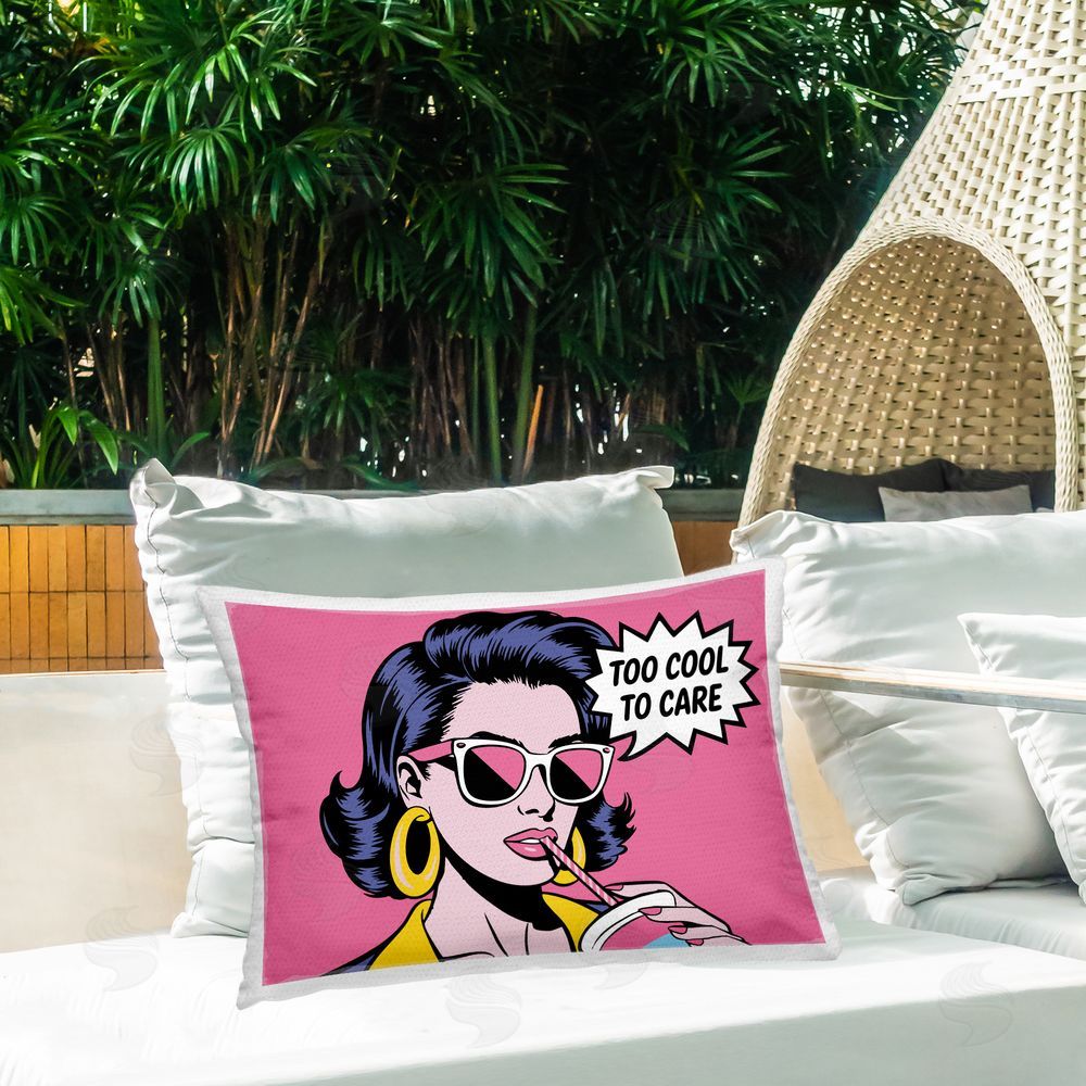 Andreas Magnusson Too Cool To Care Iconic Lumbar Outdoor Quick-Dry Polyester Throw Pillow on Seat