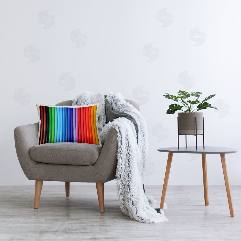 Tom Quartermaine Colored Pencil Lineup Plush Polyester Printed Lumbar Pillow on Chair