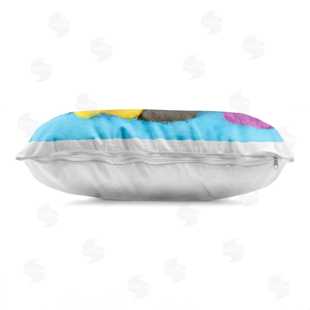Sean Parnell Vibrant Cat Playing Game Indoor Plush Polyester Lumbar Pillow Zipper Detail