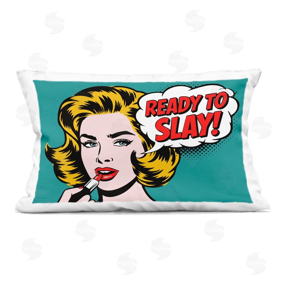 Andreas Magnusson Ready To Slay Lipstick Indoor Plush Polyester Lumbar Pillow