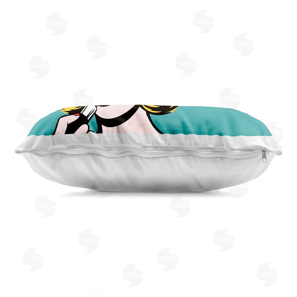 Andreas Magnusson Ready To Slay Lipstick Indoor Plush Polyester Lumbar Pillow Zipper Detail