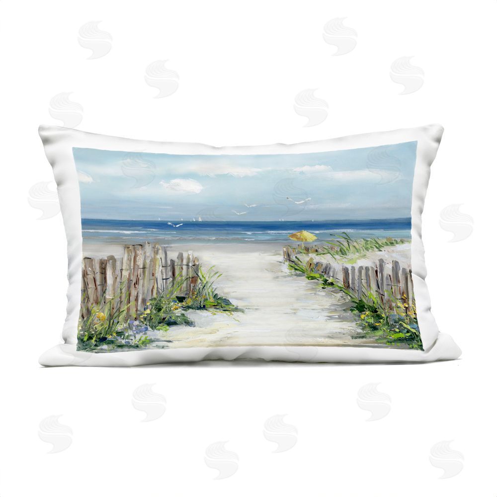 Sally Swatland Sunlit Dune Path To Ocean Outdoor Quick-Dry Polyester Lumbar Pillow