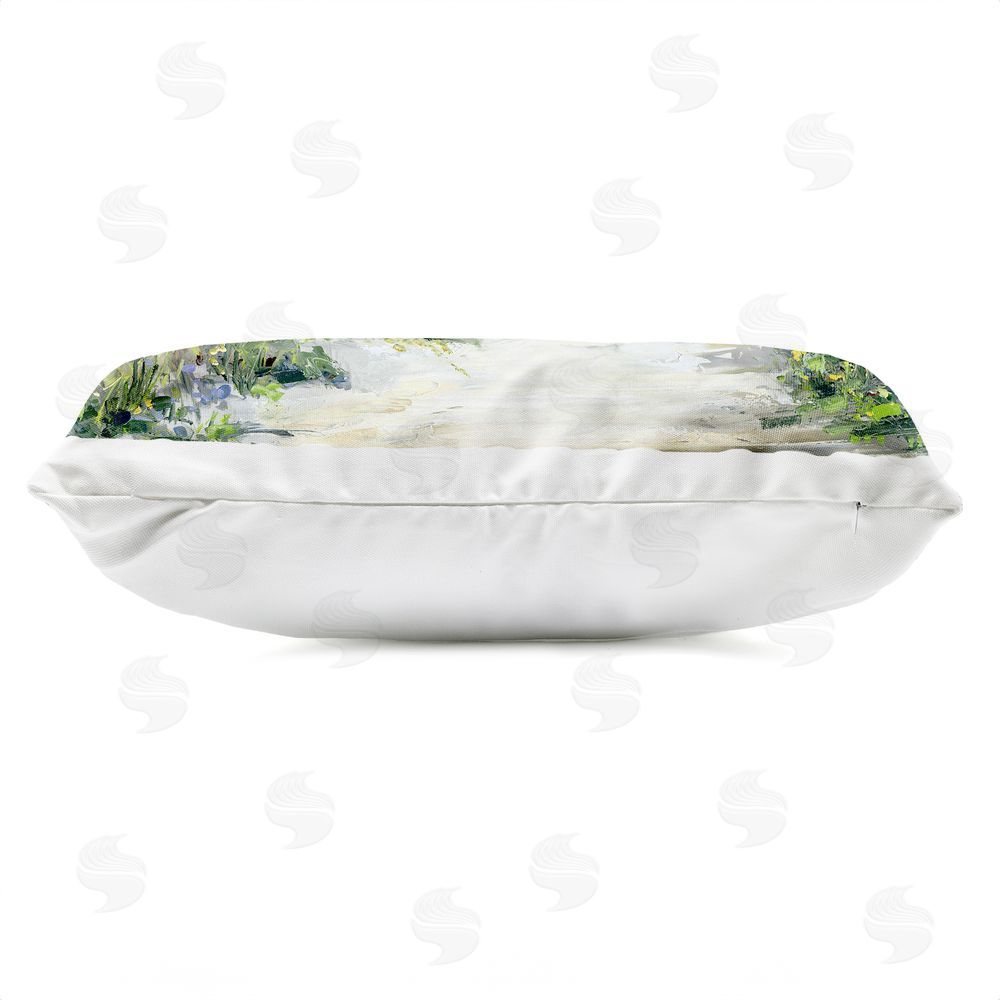 Sally Swatland Sunlit Dune Path To Ocean Outdoor Quick-Dry Polyester Lumbar Pillow Zipper Detail