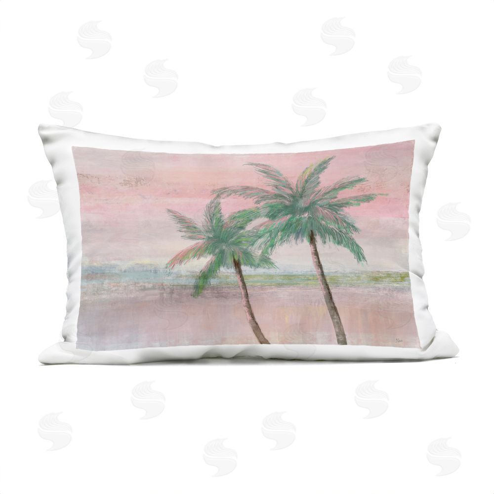 Nan Sunset Palms at Dusk Outdoor Quick-Dry Polyester Lumbar Pillow