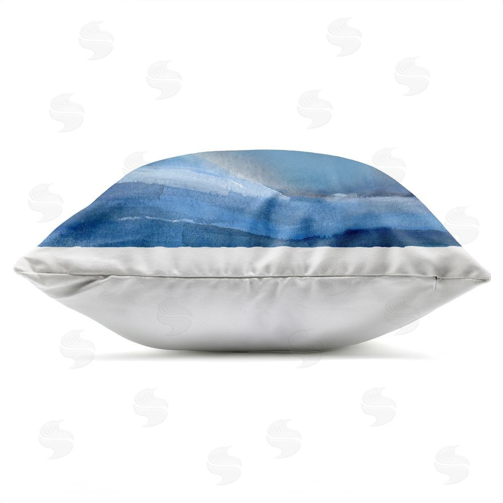 Susan Jill Calm Seas under Soft Sky Outdoor Quick-Dry Polyester Square Throw Pillow Zipper Detail
