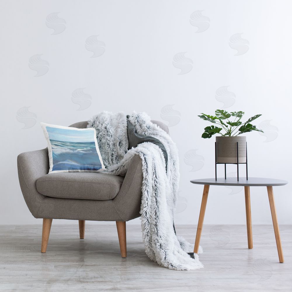 Susan Jill Calm Seas under Soft Sky Plush Polyester Printed Square Pillow on Chair