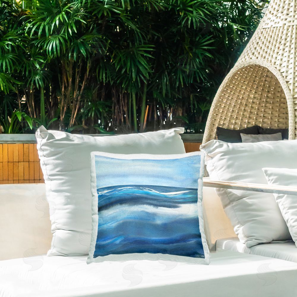 Susan Jill Calm Expanse of Ocean Waves Outdoor Quick-Dry Polyester Printed Square Pillow on Patio