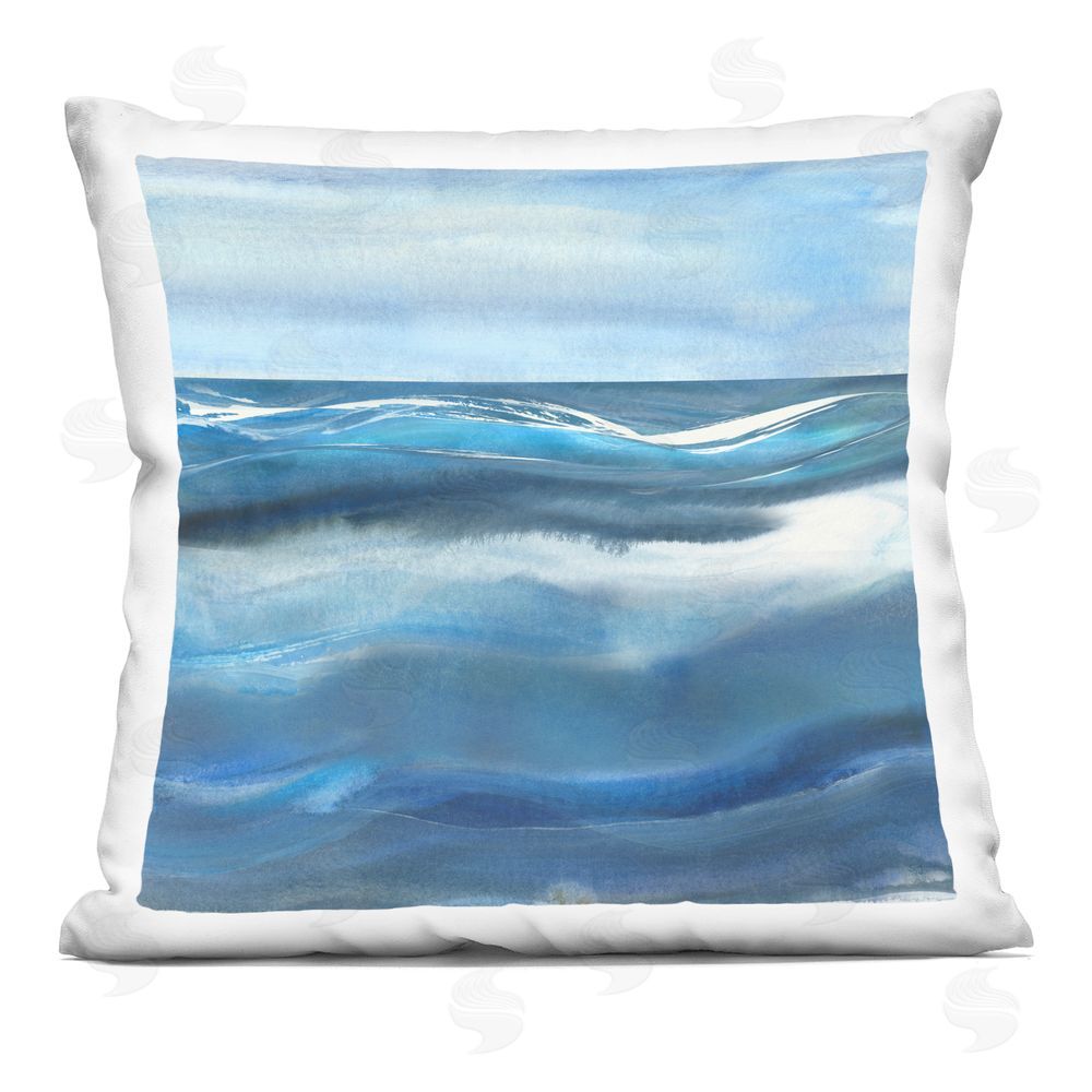 Susan Jill Calm Expanse of Ocean Waves Indoor Plush Polyester Square Throw Pillow