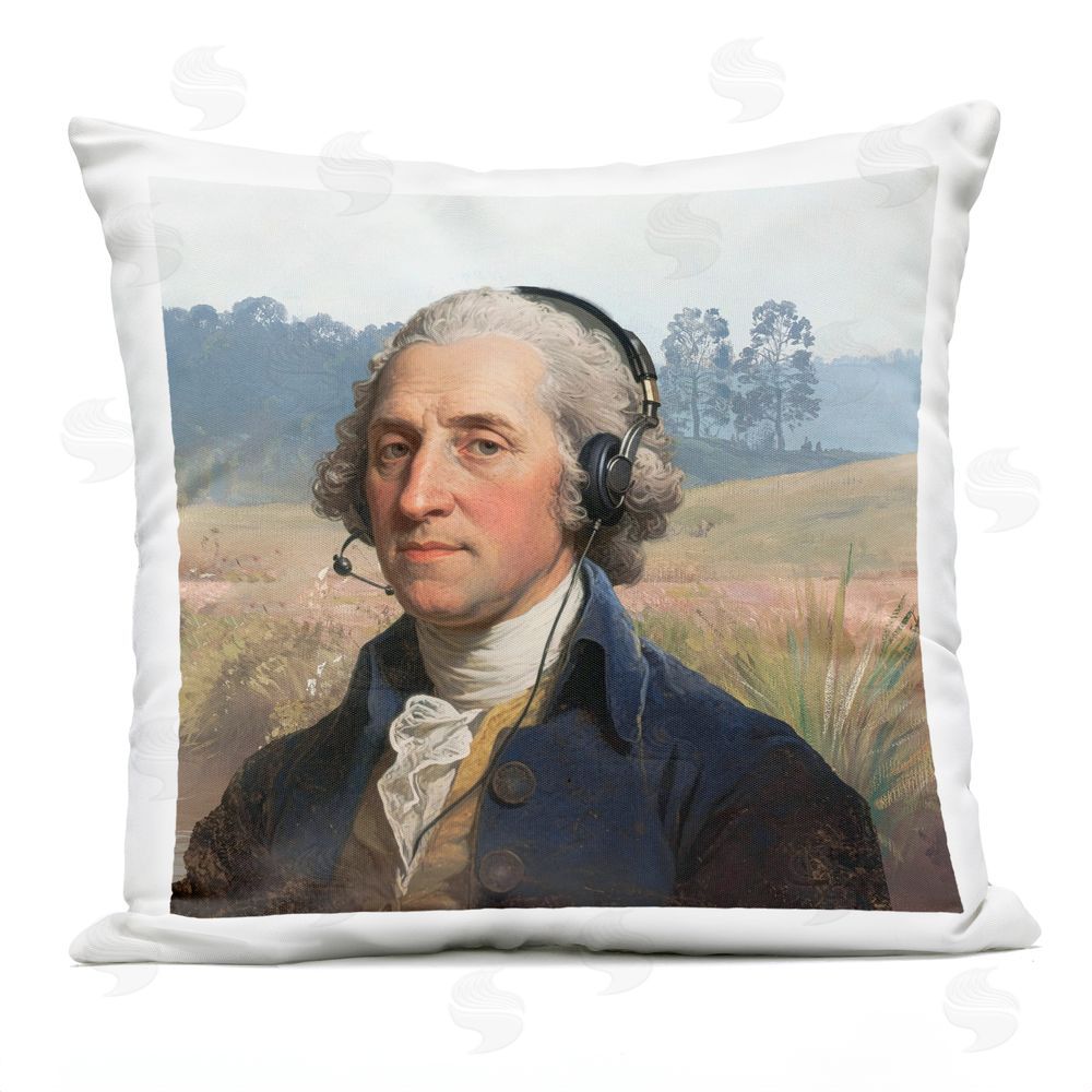 CAD Designs Classical Gentleman with Headset Outdoor Quick-Dry Polyester Square Throw Pillow