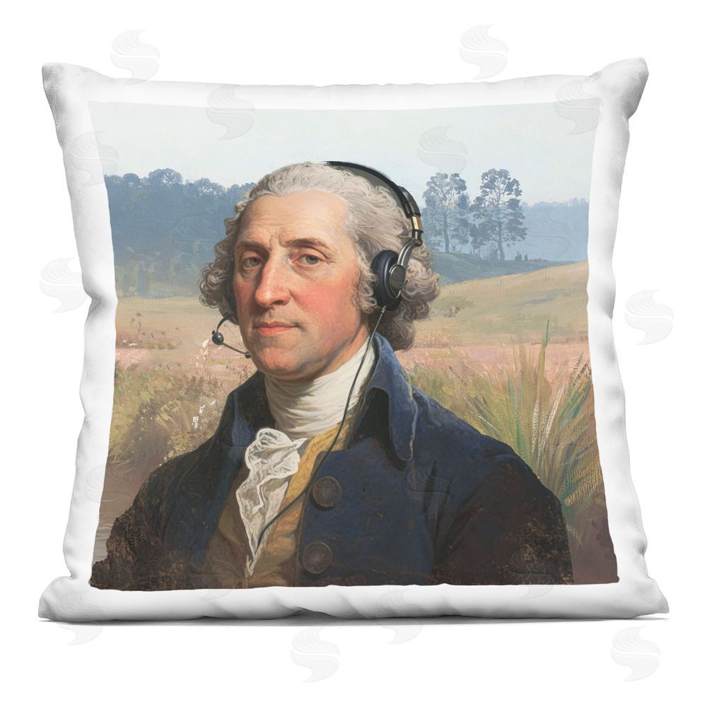 CAD Designs Classical Gentleman with Headset Indoor Plush Polyester Square Throw Pillow