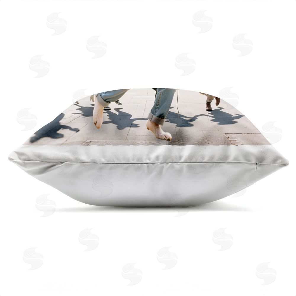 CAD Designs Stylish Dog Dancing in Park Outdoor Quick-Dry Polyester Square Throw Pillow Zipper Detail
