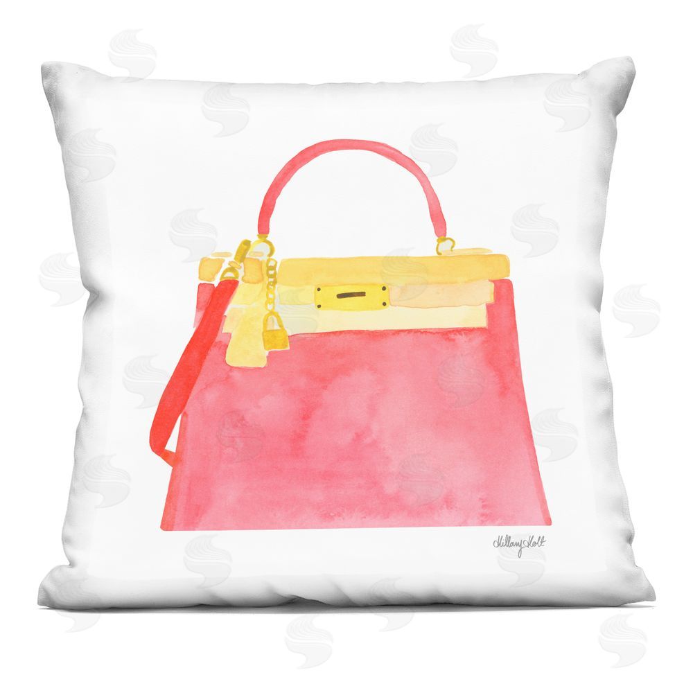 Hillary Holt Elegant Coral Handbag Indoor Plush Polyester Square Throw Pillow