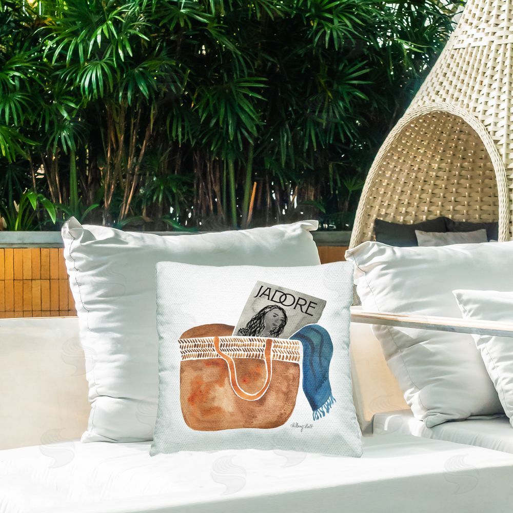 Hillary Holt Tote & Fashion Magazine Outdoor Quick-Dry Polyester Printed Square Pillow on Patio
