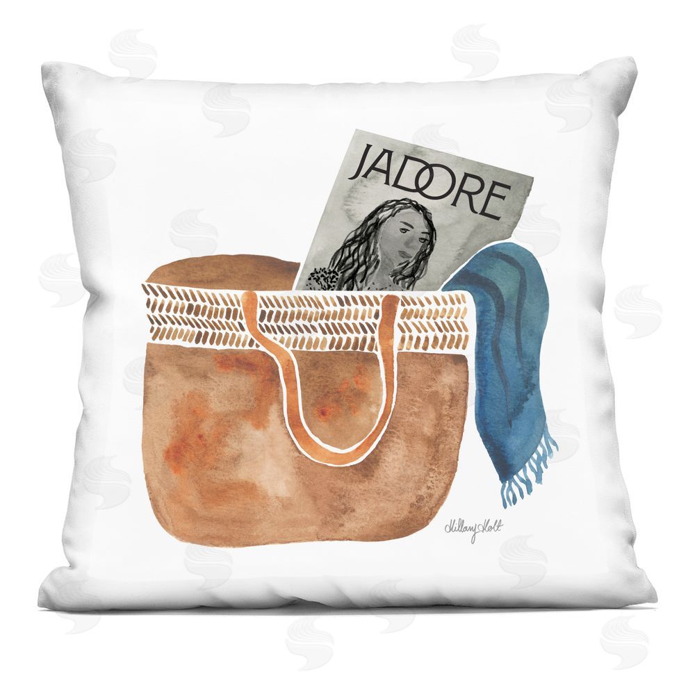 Hillary Holt Tote & Fashion Magazine Indoor Plush Polyester Square Throw Pillow