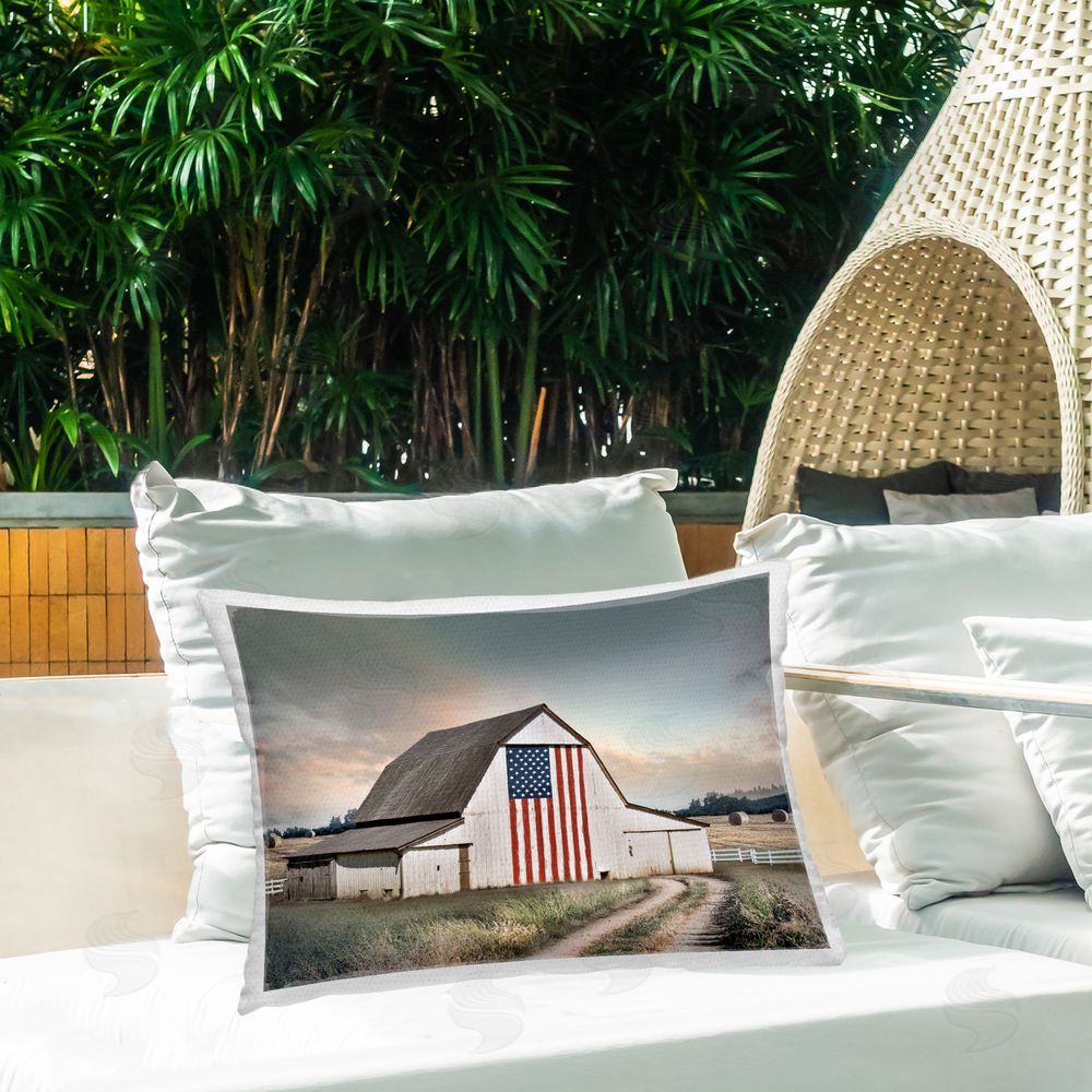 CAD Designs Land That I Love Barn Outdoor Quick-Dry Polyester Printed Lumbar Pillow on Patio