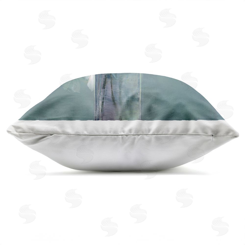 Nan White Peony Impression in Vase Outdoor Quick-Dry Polyester Square Throw Pillow Zipper Detail