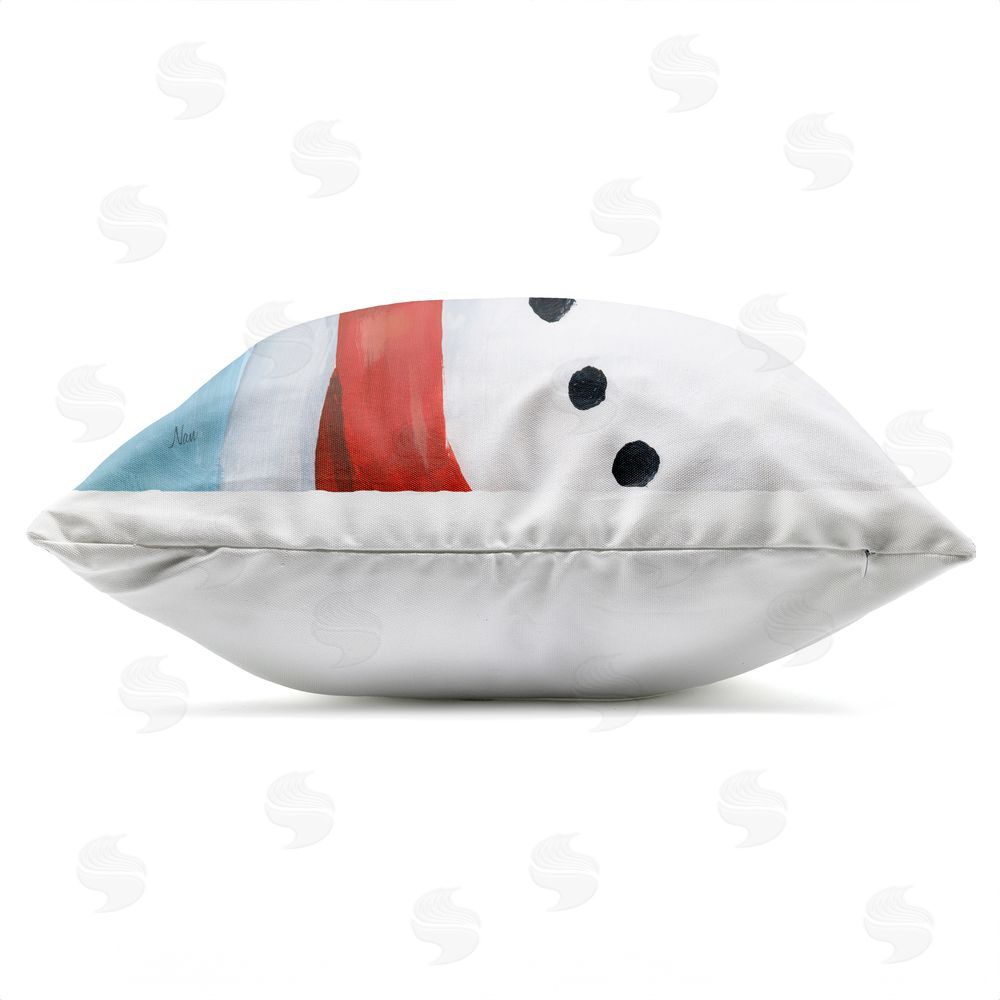 Nan Cheerful Snowman with Cardinal Outdoor Quick-Dry Polyester Square Throw Pillow Zipper Detail