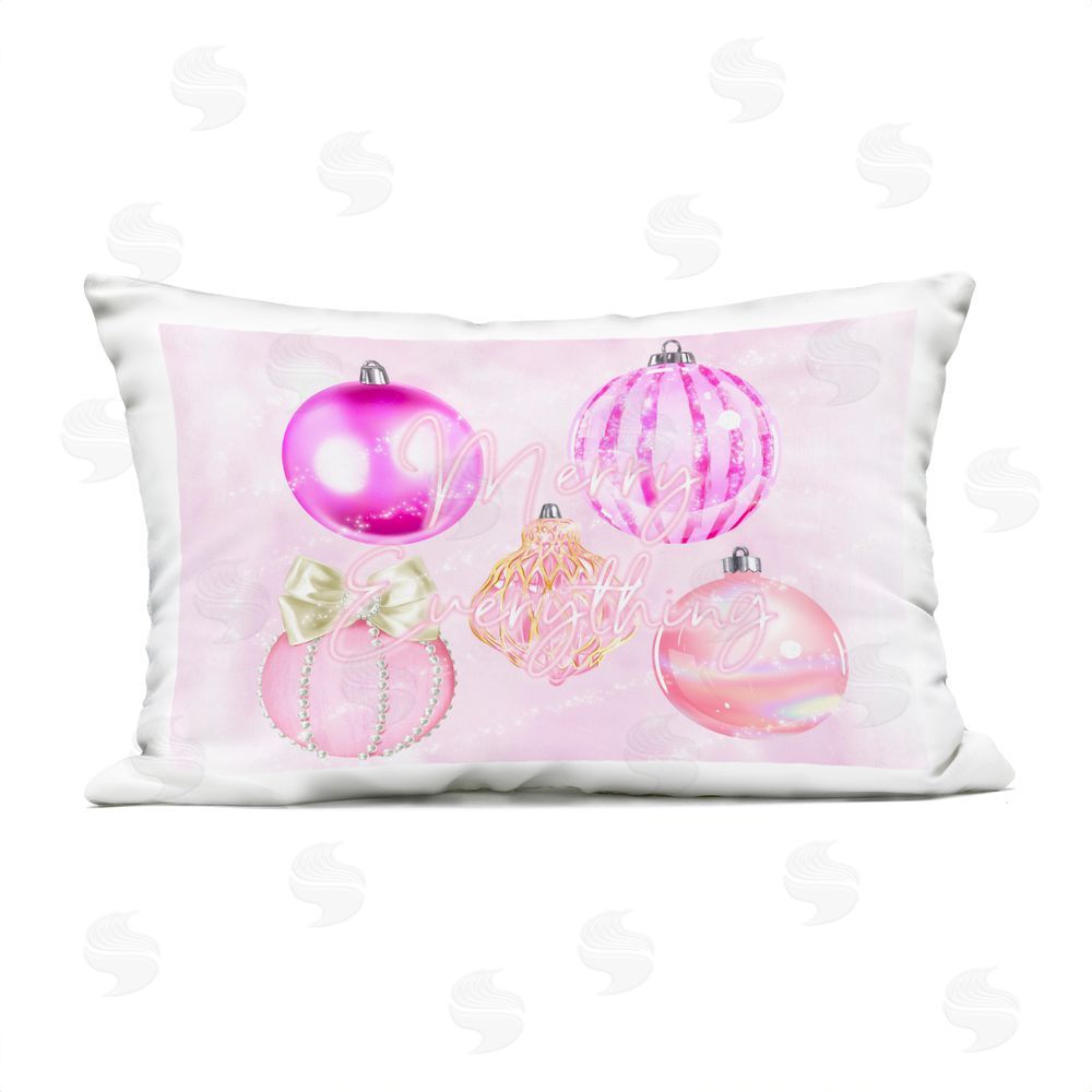 Ziwei Li Merry Everything Pink Baubles Outdoor Quick-Dry Polyester Lumbar Pillow