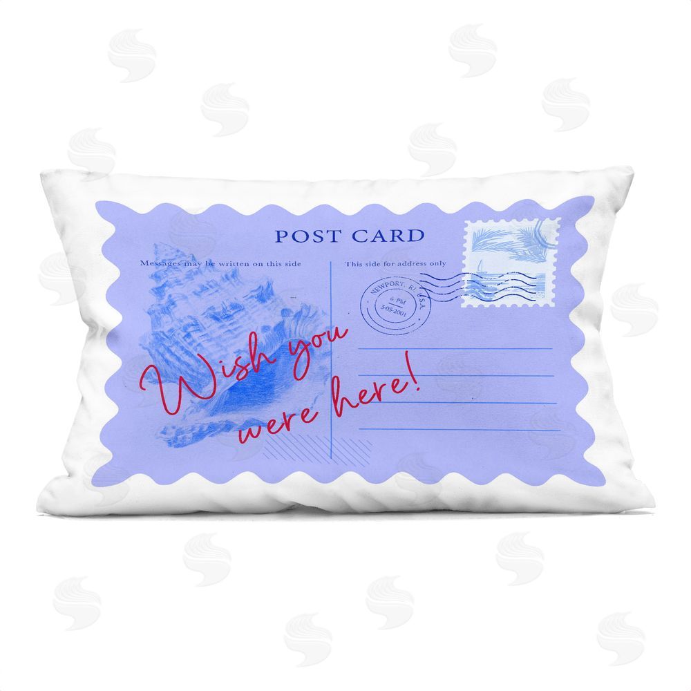Ziwei Li Wish You Were Here Postcard Indoor Plush Polyester Lumbar Pillow