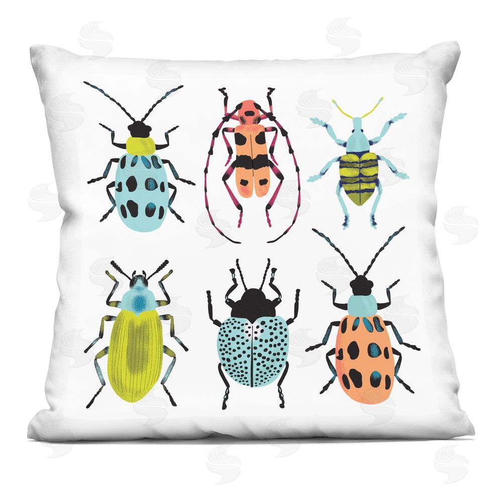 Metka Hiti Beetles & Bugs Collection Indoor Plush Polyester Square Throw Pillow