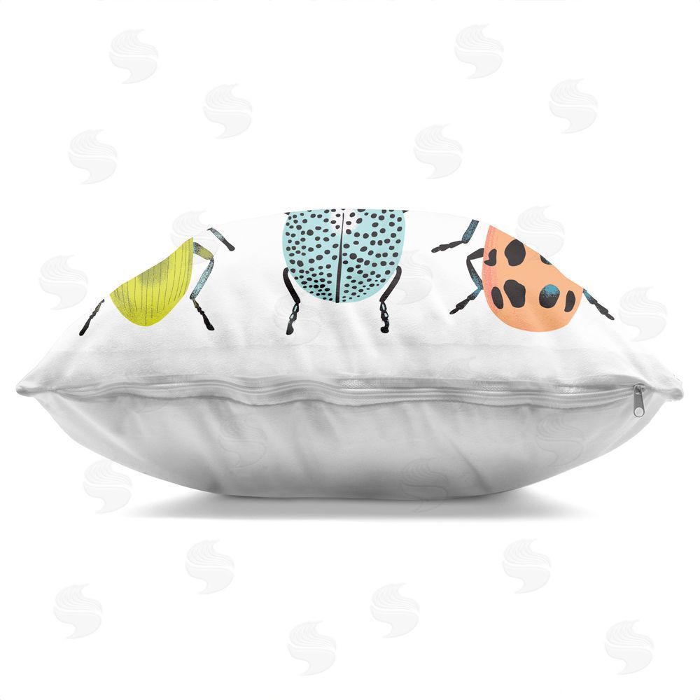 Metka Hiti Beetles & Bugs Collection Indoor Plush Polyester Square Throw Pillow Zipper Detail